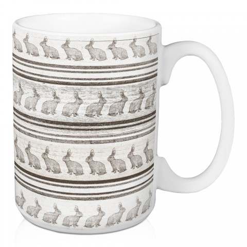Bunny Stripes On Wood Mug 15 oz Mug