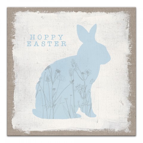 Hoppy Easter Bunny Silhouette 16x16 Canvas Wall Art