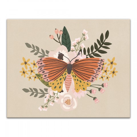 Folksy Flutter Cream 16x20 Canvas Wall Art
