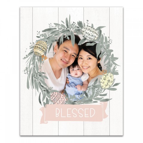Blessed Easter Wreath Personalized 16x20 Canvas Wall Art