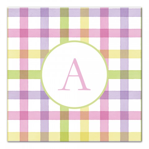 Pastel Plaid Personalized 20x20 Canvas Wall Art