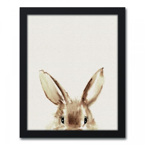 Peeking Bunny 11x14 Black Floating Framed Canvas
