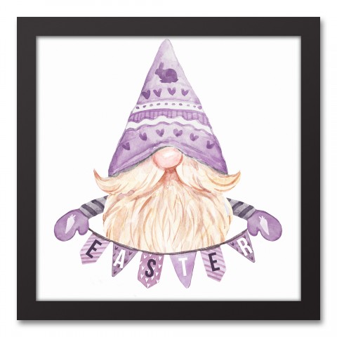 Easter Gnome Banner 12x12 Black Floating Framed Canvas
