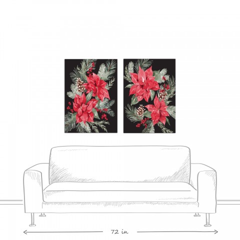 Black Poinsettias 24x30 Canvas Wall Art