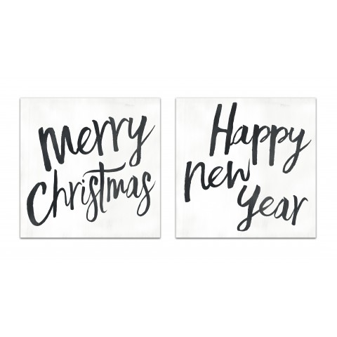 Merry Christmas Typography 2 20x20 Canvas Wall Art