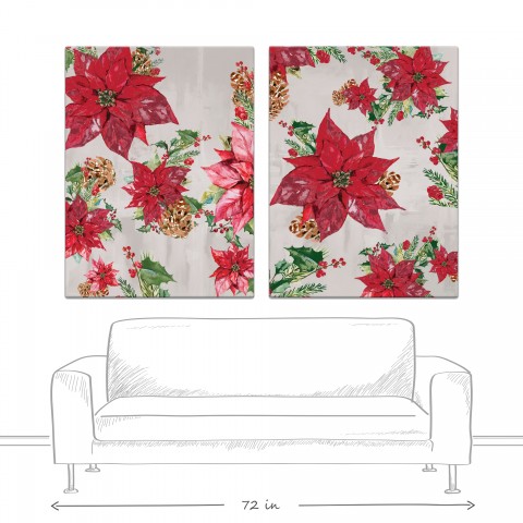 Poinsettia Print Moody Set 30x40 Canvas Wall Art