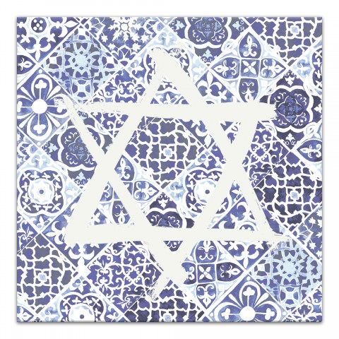 Botanical Tile Star Of David 16x16 Canvas Wall Art
