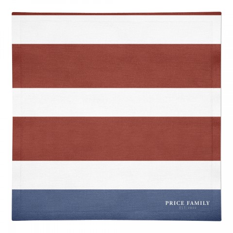 Simple Patriotic Stripes Personalized 10x10 Cotton Twill Napkin