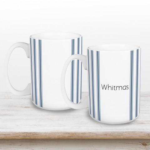 Simple Blue Stripes Personalized 15 oz Mug