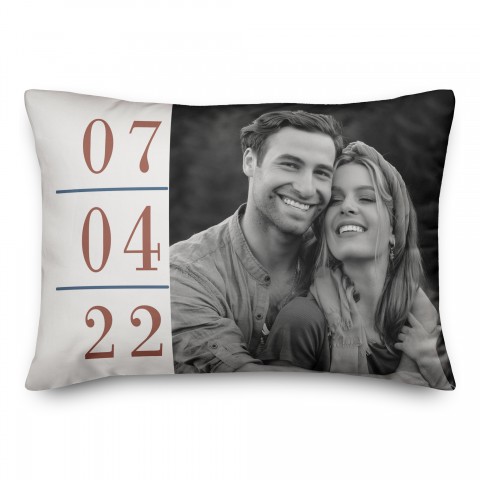 Simple Patriotic Date Personalized 14x20 Spun Poly Pillow