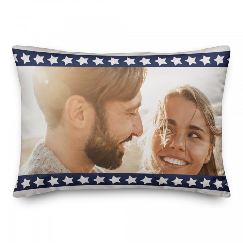 Navy and Blue Star Banner Personalized 14x20 Spun Poly Pillow