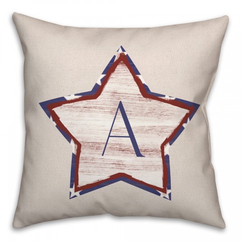 Americana Monogram Personalized 18x18 Spun Poly Pillow