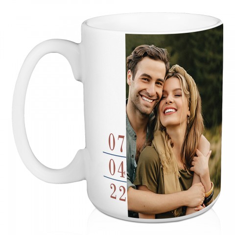 Simple Patriotic Date Personalized 15 oz Mug