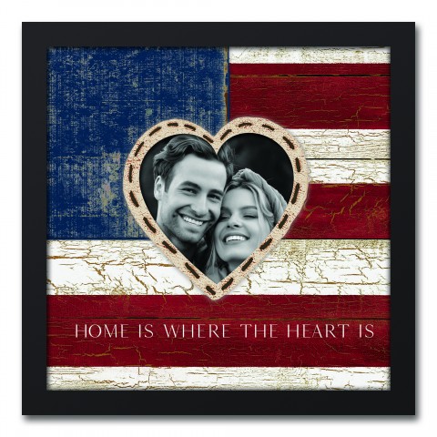 Home is Where the Heart Is Personalized 12x12 Black Framed Canvas