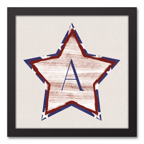 Americana Monogram Personalized 12x12 Black Framed Canvas