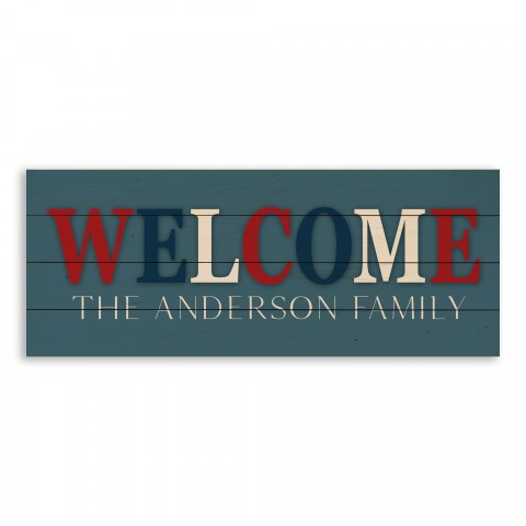 Patriotic Welcome Personalized 36x14 Pallet Wood Art