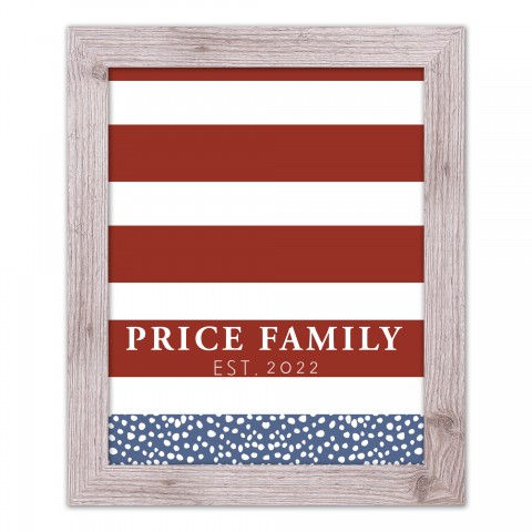 Red Stripes and Blue Dots Personalized 16x20 Western White Framed Print