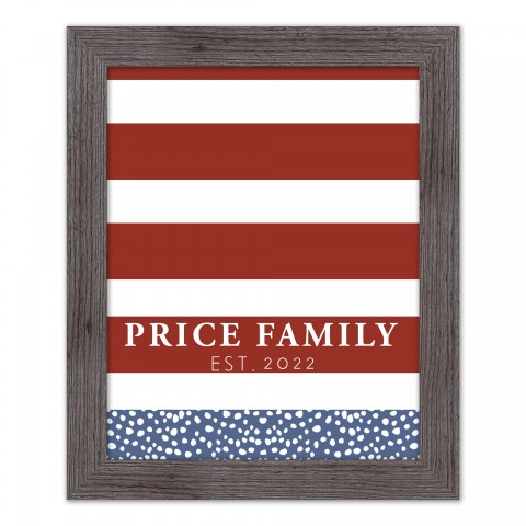 Red Stripes and Blue Dots Personalized 16x20 Western Gray Framed Print