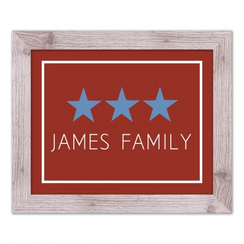 Simple Blue Stars Personalized 16x20 Western White Framed Print