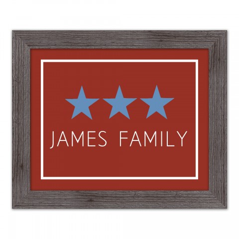 Simple Blue Stars Personalized 16x20 Western Gray Framed Print