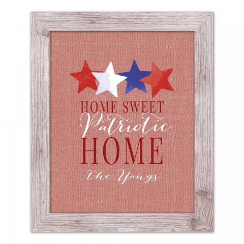 Home Sweet Patriotic Home Personalized 16x20 Western White Framed Print