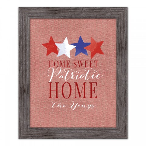 Home Sweet Patriotic Home Personalized 16x20 Western Gray Framed Print