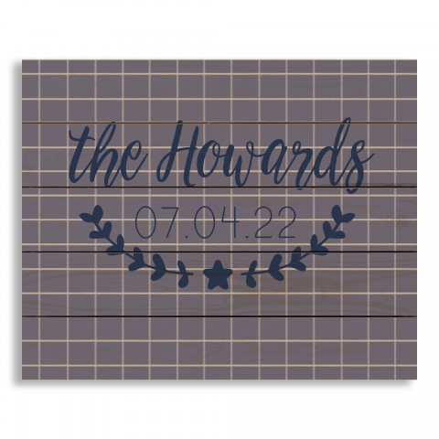 Blue Patriotic Check Personalized 22x18 Pallet Wood Art