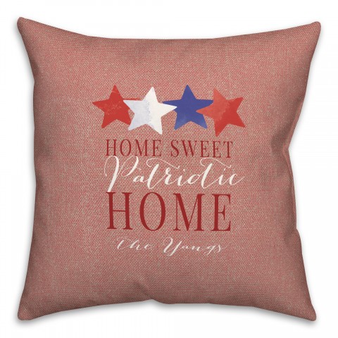 Home Sweet Patriotic Home Personalized 18x18 Spun Poly Pillow