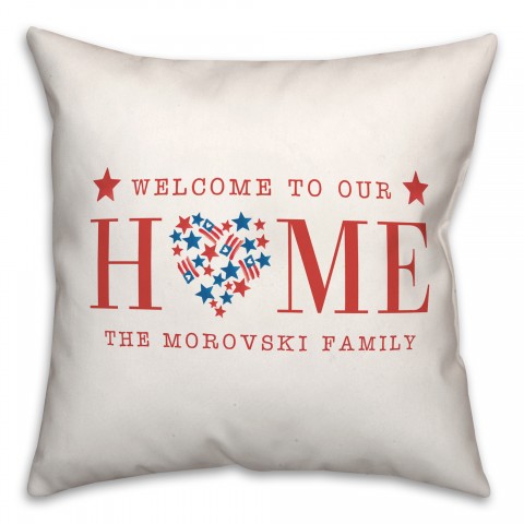 Welcome to Our Home Personalized 18x18 Spun Poly Pillow