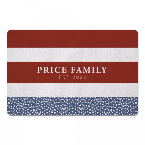 Red Stripes and Blue Dots Personalized 27x18 Floor Mat