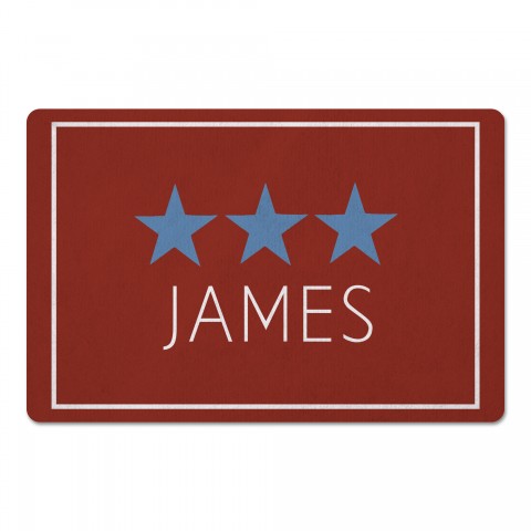 Simple Blue Stars Personalized 27x18 Floor Mat