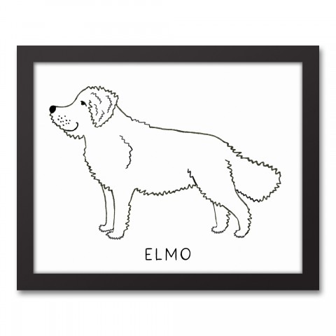 Simple Golden Doodle Profile Sketch Personalized 11x14 Black Framed Canvas