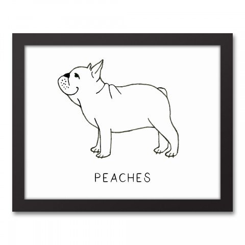 Simple Frech Bulldog Profile Sketch Personalized 11x14 Black Framed Canvas