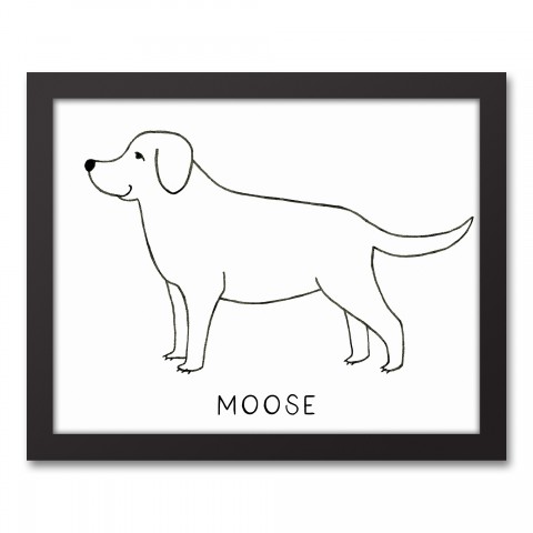 Simple Labrador Profile Sketch Personalized 11x14 Black Framed Canvas