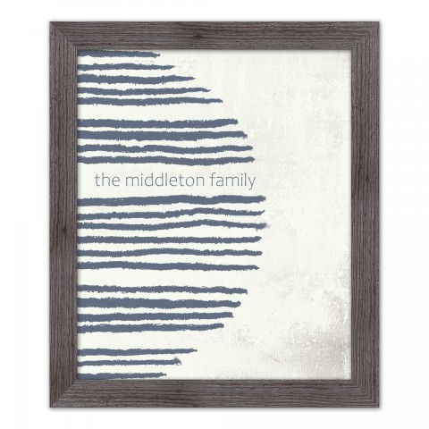 Abstract Navy Stripes Personalized 20x24 Western Gray Framed Print