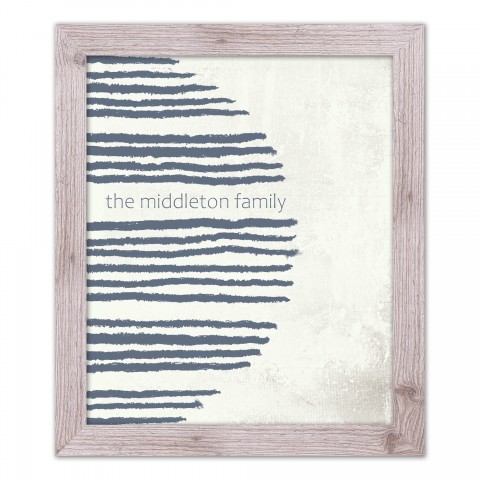 Abstract Navy Stripes Personalized 20 x 24 Western White Framed Print