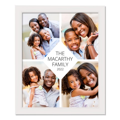 Four Photo Upload Personalized 16x20 White Framed Print Under Plexiglass