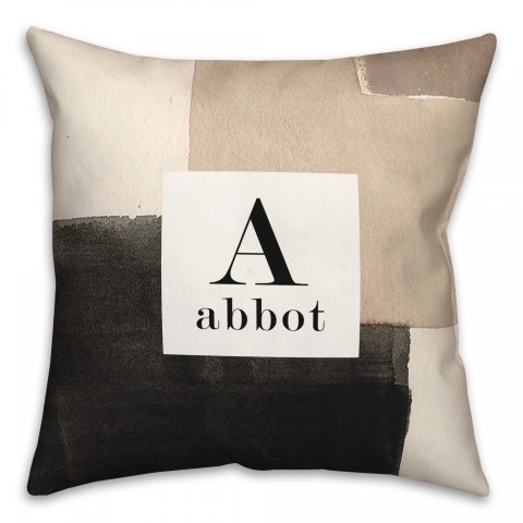 Neutral Simple Monogram Personalized 18x18 Indoor / Outdoor Pillow