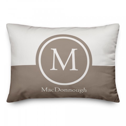 Simple Circle Monogram Personalized 14x20 Indoor / Outdoor Pillow