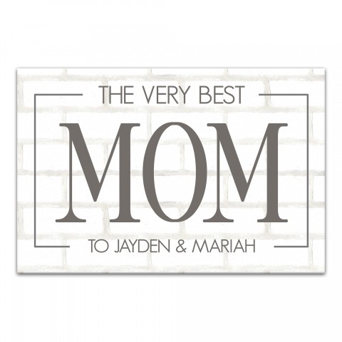 The Very Best Mom Personalized 12x18 Canvas Wall Art