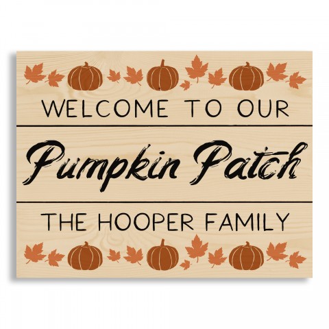 Welcome to Our Pumpkin Patch Personalized 14x11 Pallet Wood Art