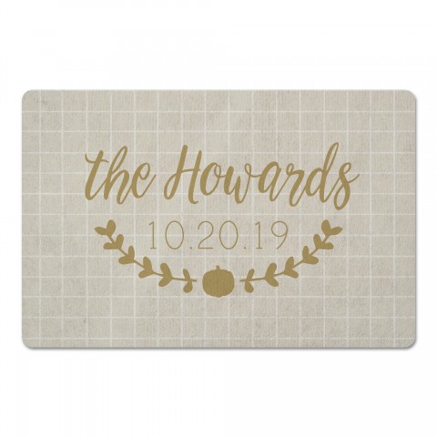 Gray Fall Check Personalized 27x18 Floor Mat