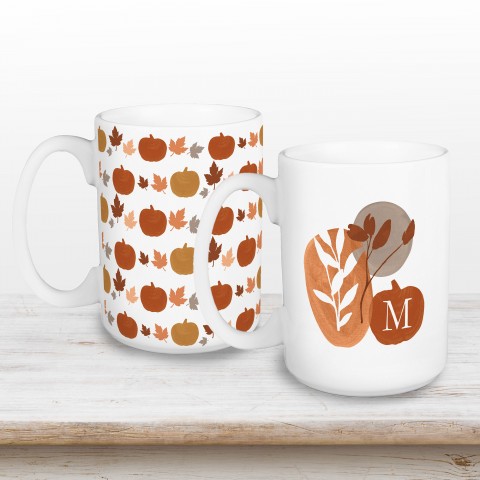 Simple Harvest Monogram Personalized 15 oz Mug
