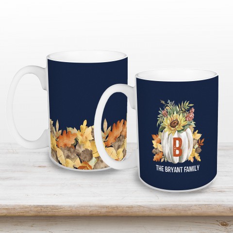 Fall Monogram Pumpkin Personalized 15 oz Mug