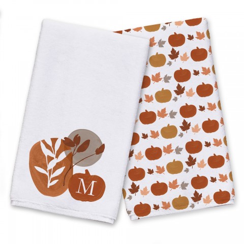 Simple Harvest Monogram Personalized  Towel Set
