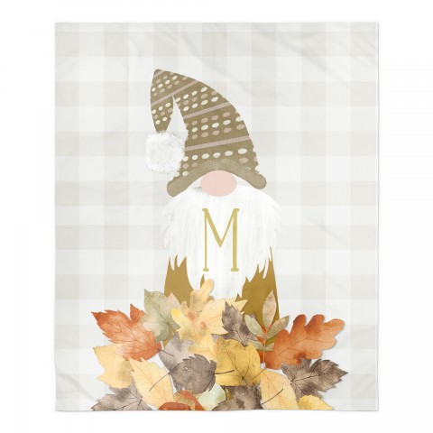 Fall Monogram Gnome Personalized 50x60 Sherpa Fleece Blanket