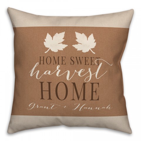 Home Sweet Harvest Home Personalized 18x18 Indoor / Outdoor Pillow