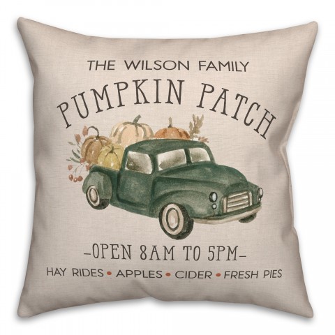Family Pumpkin Patch Personalized 18x18 Indoor / Outdoor Pillow