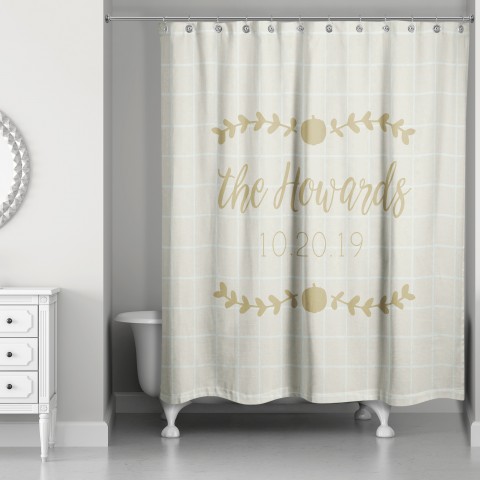 Gray Fall Check Personalized 71x74 Shower Curtain