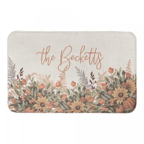 Fall Floral Personalized 34x21 Bath Mat